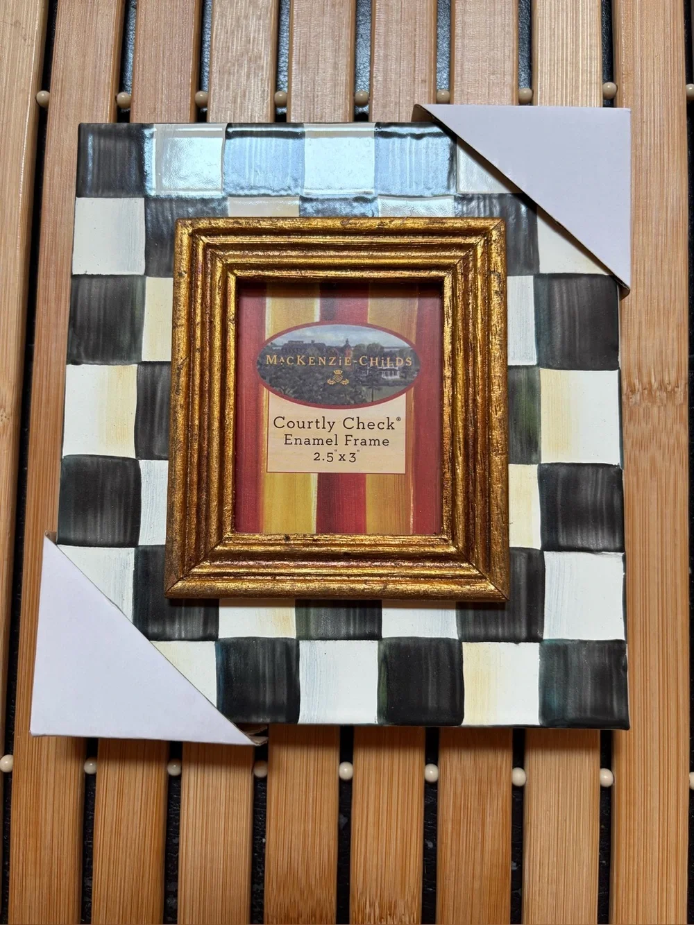 MacKenzie-Childs Gold Courtly Check Enamel Picture Frame
